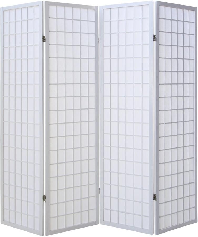 Homestyle4u Kamerscherm 176x175 cm wit 4-delig Shoji