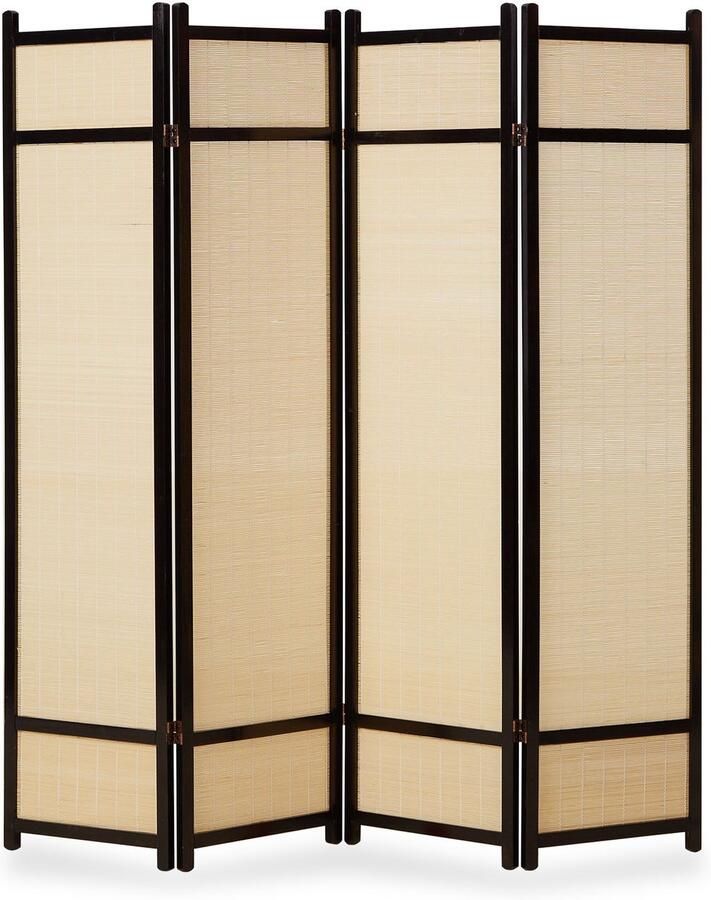 Homestyle4u Kamerscherm 176x175 cm zwart 4-delig bamboe