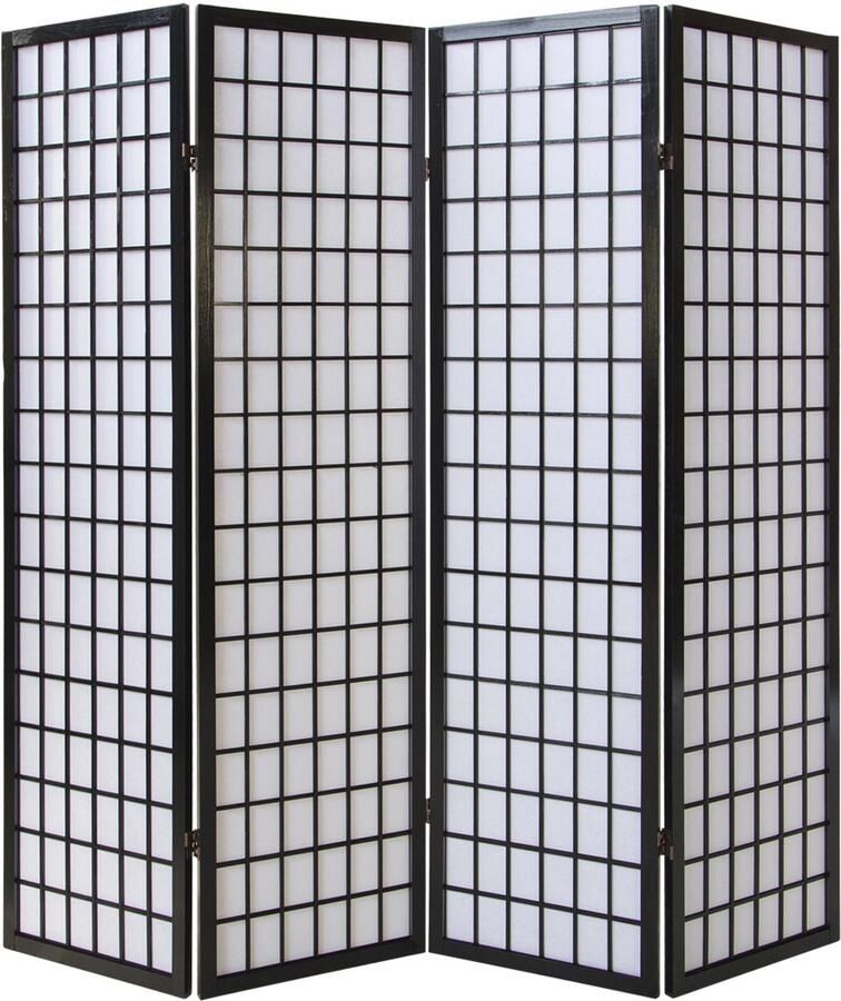 Homestyle4u Kamerscherm 176x175 cm Zwart 4-delig Shoji