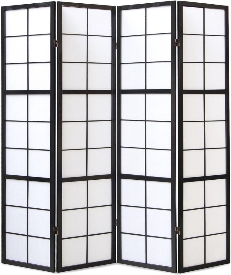 Homestyle4u Kamerscherm 176x175 cm zwart 4-delig Shoji