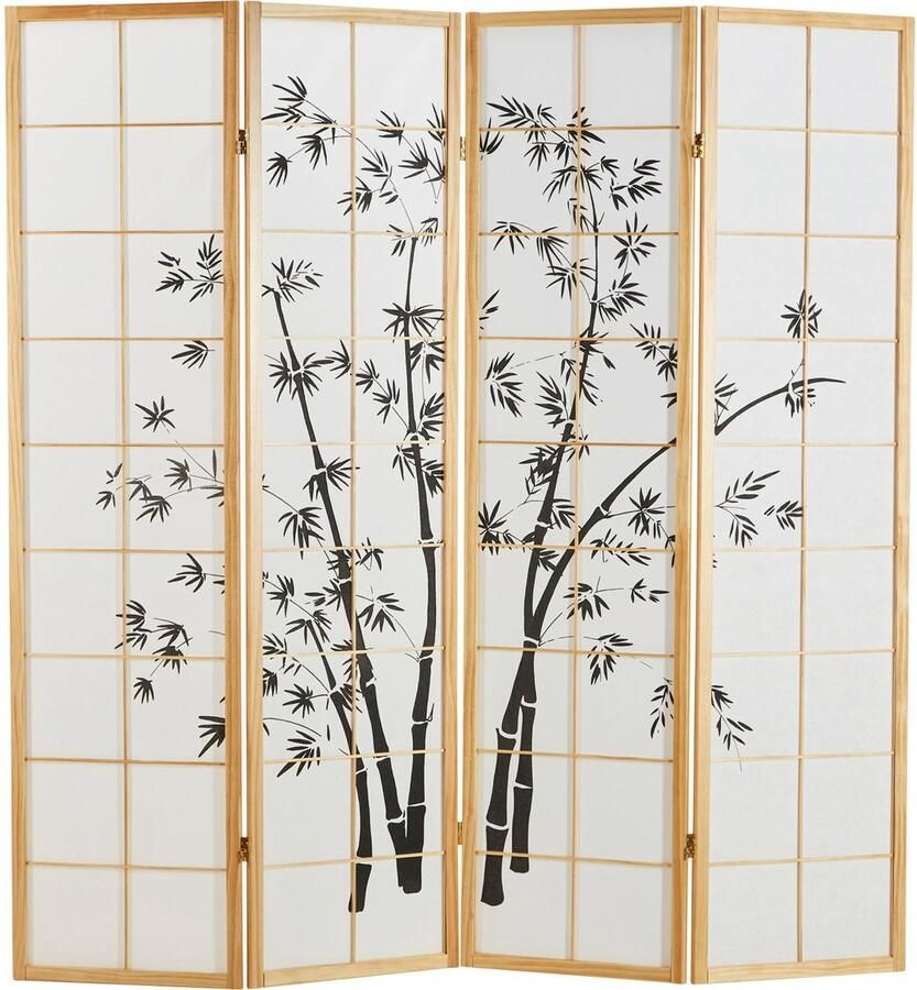 Homestyle4u Kamerscherm 176x179 cm bruin 4-delig bamboepatroon