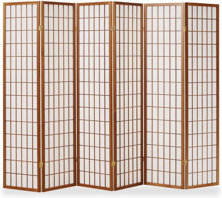 Homestyle4u Kamerscherm 264x175 cm bruin 6-delig Shoji