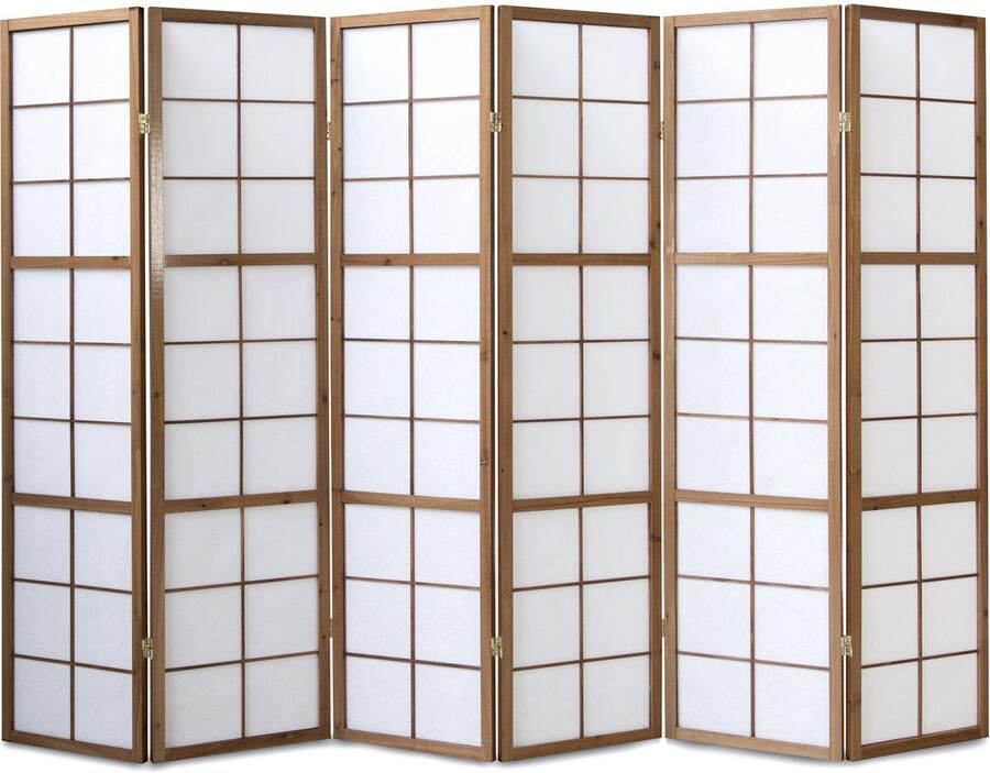 Homestyle4u Kamerscherm 264x175 cm bruin 6-delig Shoji