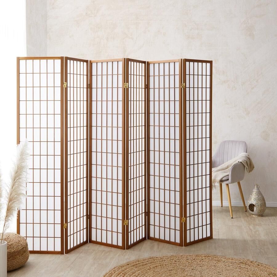 Homestyle4u Kamerscherm 264x175 cm bruin 6-delig Shoji - Foto 2