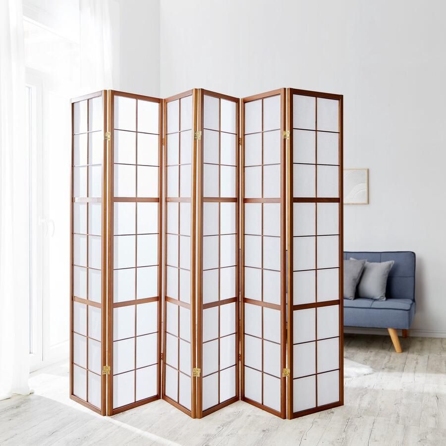 Homestyle4u Kamerscherm 264x175 cm bruin 6-delig Shoji - Foto 2