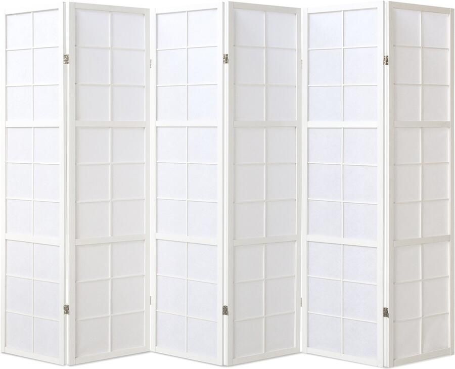 Homestyle4u Kamerscherm 264x175 cm wit 6-delig Shoji
