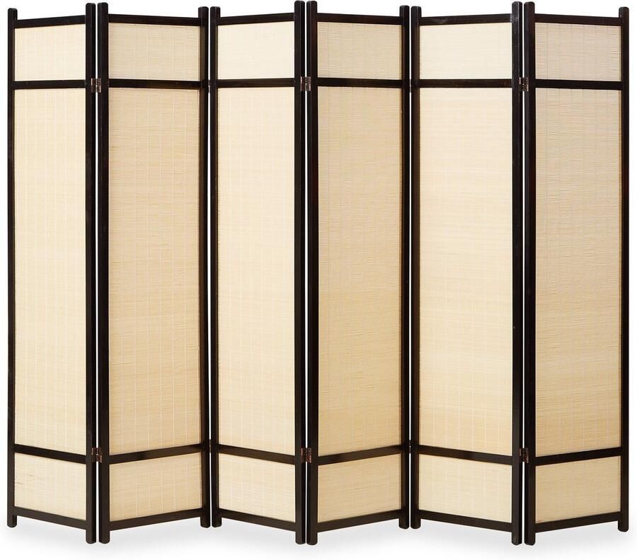 Homestyle4u Kamerscherm 264x175 cm zwart 6-delig bamboe