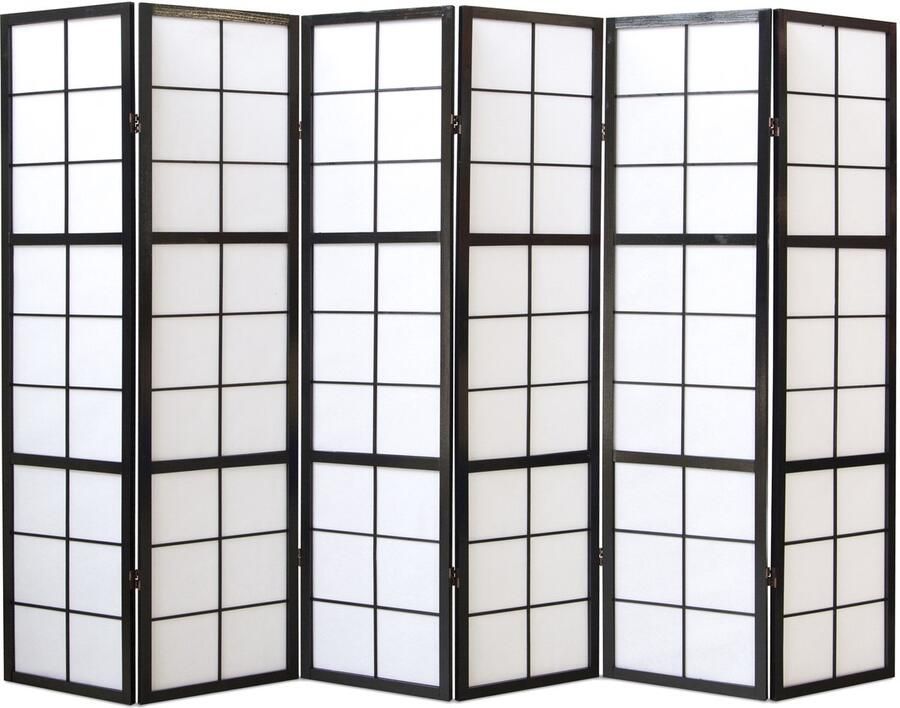 Homestyle4u Kamerscherm 264x175 cm zwart 6-delig Shoji