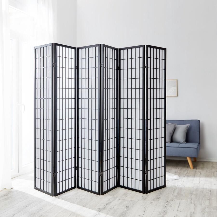 Homestyle4u Kamerscherm 6 panelen 264x175 cm zwart 6-delig Shoji - Foto 2