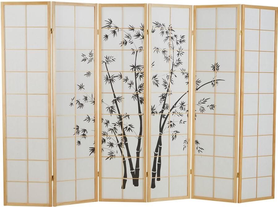 Homestyle4u Kamerscherm 264x179 cm bruin 6-delig bamboepatroon