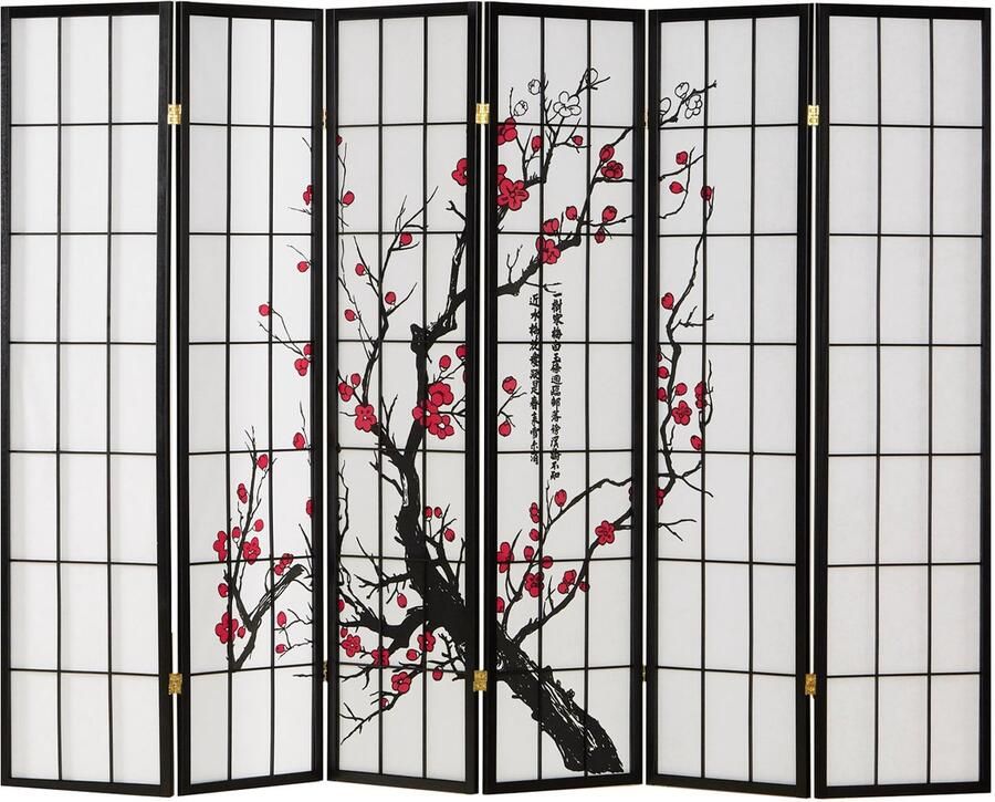 Homestyle4u Kamerscherm 264x179 cm Zwart 6 st