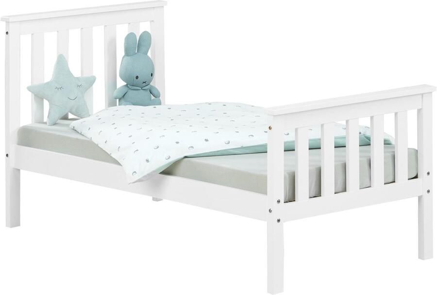 Homestyle4u Kinderbed 70x140 cm Juniorbed Bedframe Wit
