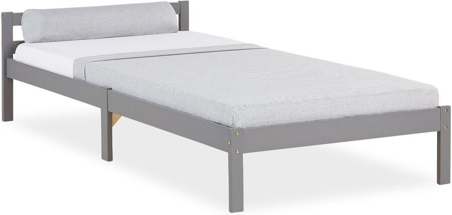 Homestyle4u Kinderbed 90x200 cm Eenpersoonsbed Houten bed Grijs