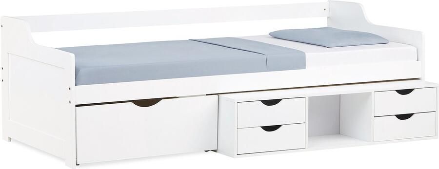 Homestyle4u Kinderbed 90x200 cm Wit met lattenbodem Bedladeen opbergruimte