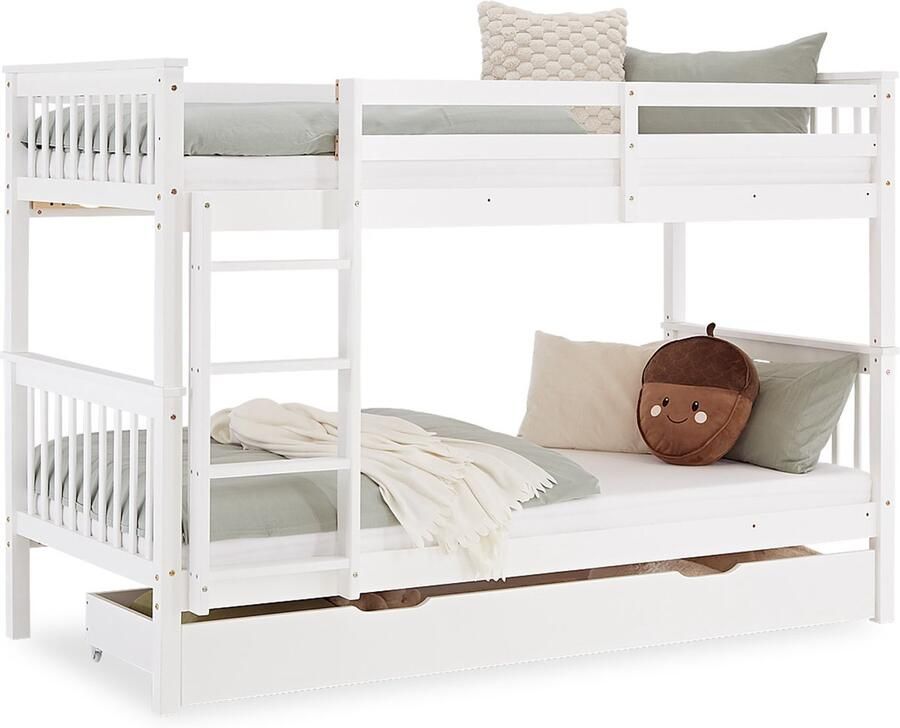 Homestyle4u Kinderbed 90x200 cm Wit met lattenbodem bedstee