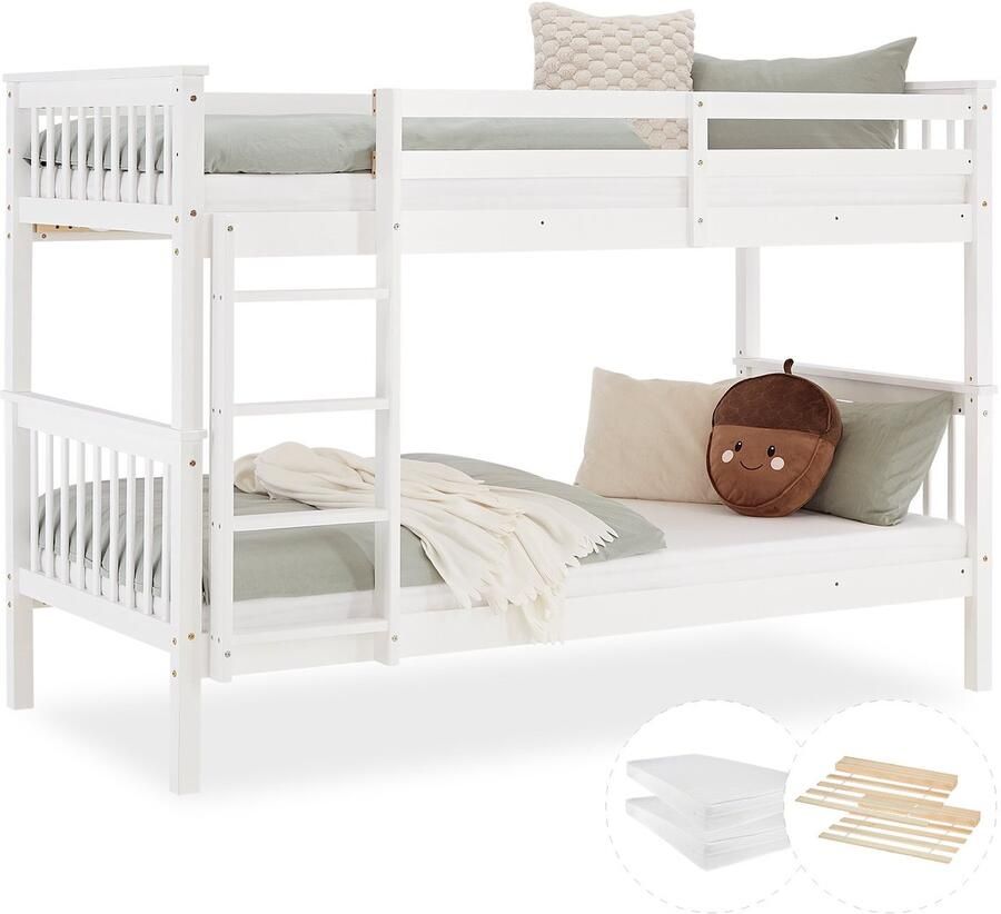 Homestyle4u Kinderbed 90x200 cm Wit met Lattenbodem Matras