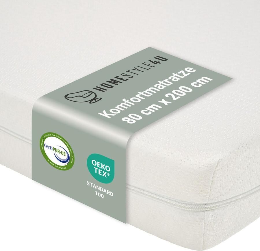 Homestyle4u matras 80x200 voor kinderen 10 cm hardheid 2 schuimstof