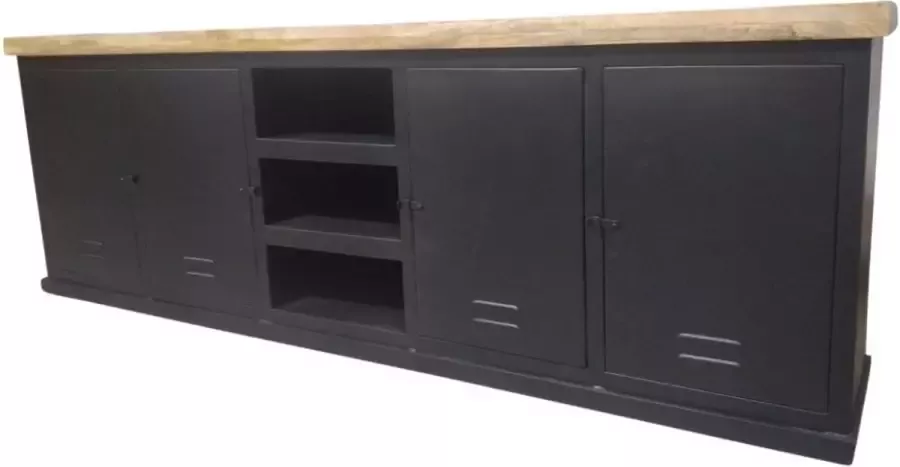 Dressoir Fem dressoir industrieel dressoir zwart 250 cm