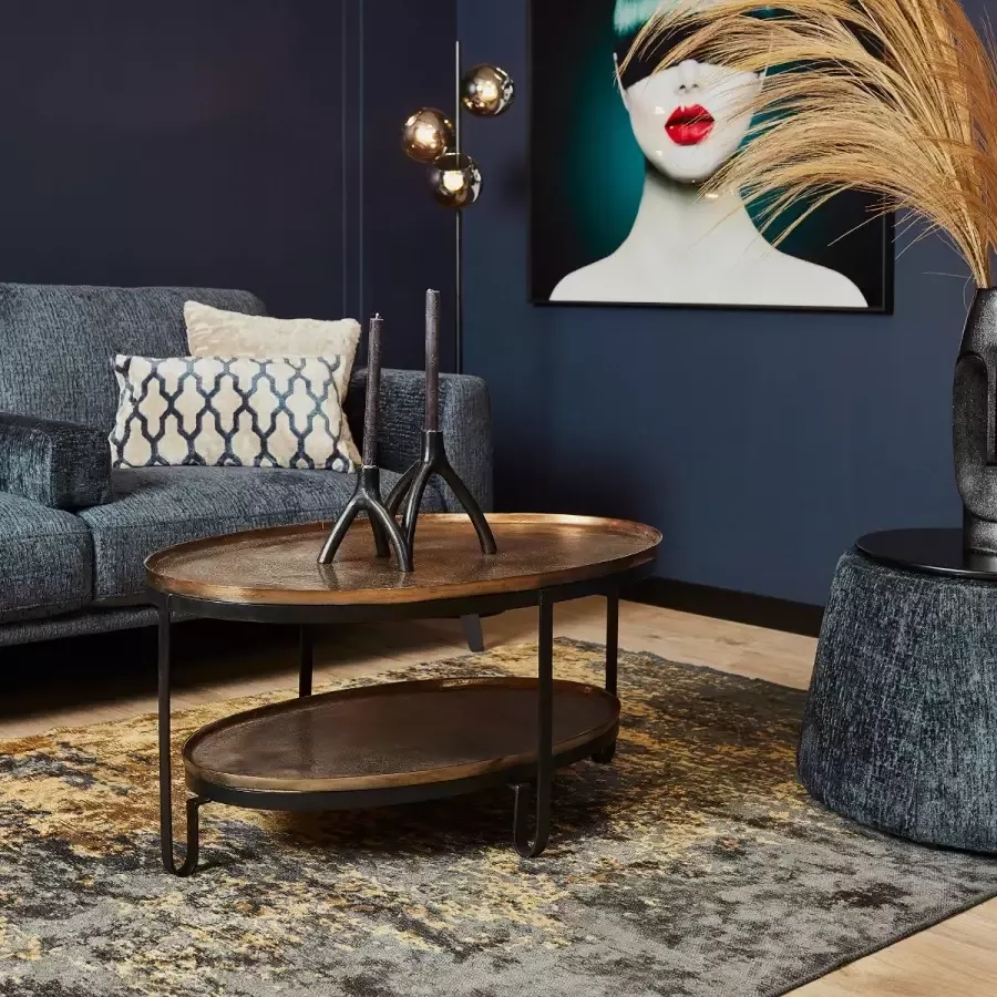 Side table Kate ovaal bijzettafel goud salontafel industrieel