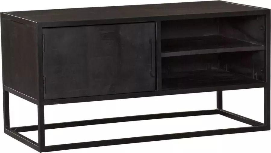 Zwart mangohouten tv meubel tv meubel Milan 100 cm tv kast industrieel zwart