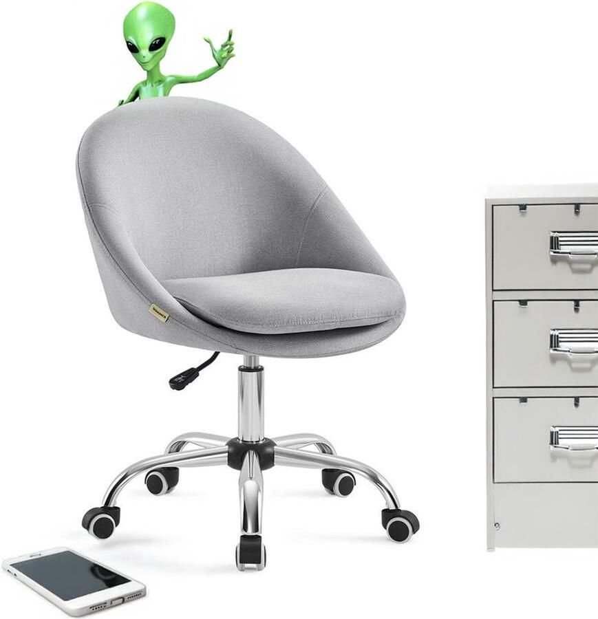 Homesy Bureaustoel Werkstoel Gewatteerde zitting In hoogte verstelbaar Rond Grijs