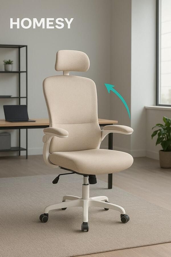Homesy Ergonomische bureaustoel met mesh-stof en opvouwbare armleuning