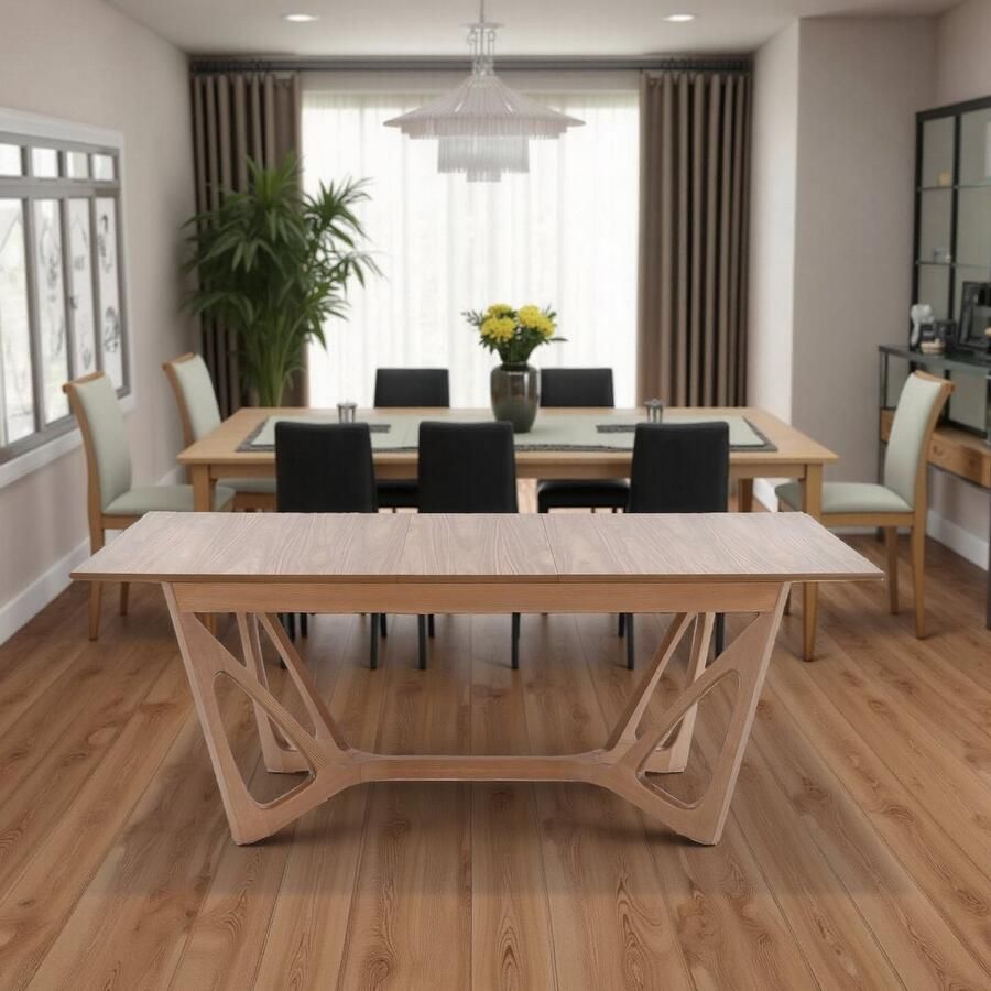 Hometotry Luxe Uitschuifbare Eettafel Cazillac – Massief Hout & Beukenhout – Rechthoekig – 160-240x100x77 cm – 10 Personen – Houtskleur