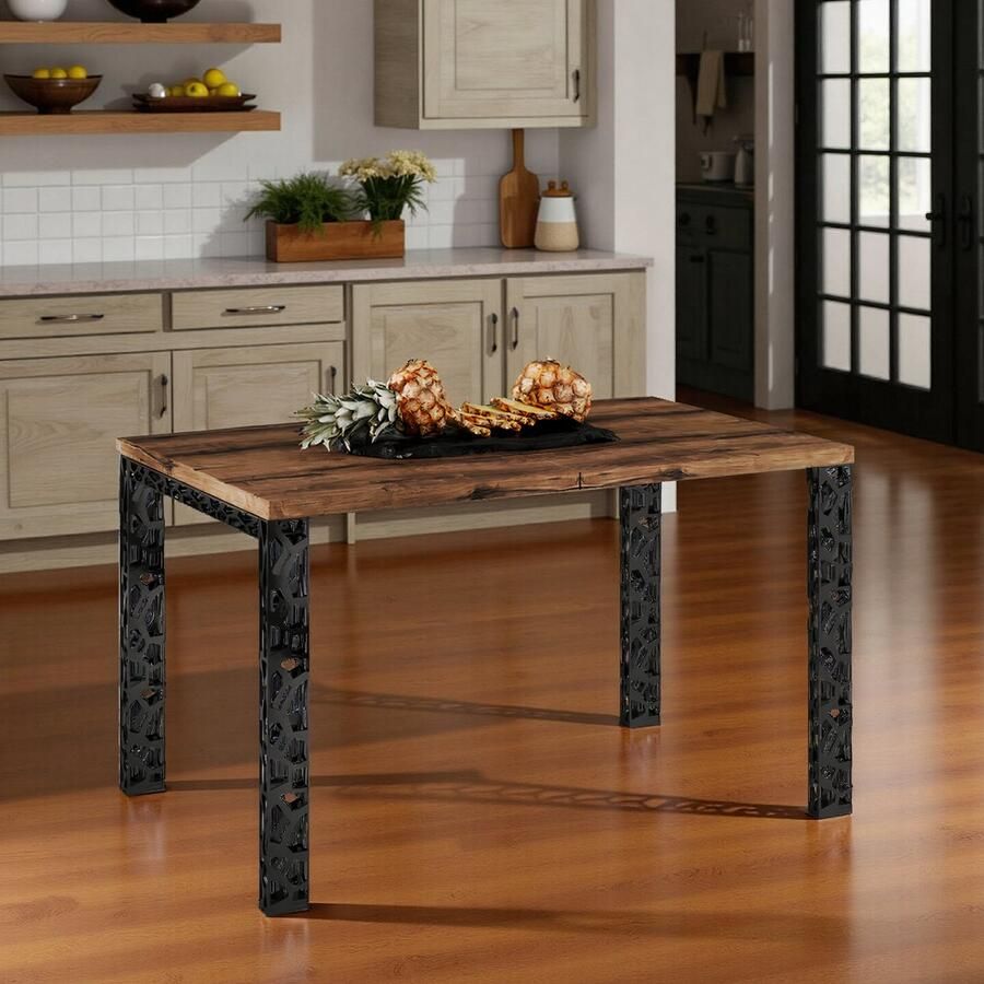 Hometotry Luxe Uitschuifbare Eettafel Donker Eiken – 12 Personen – Rechthoekig – 80-265 cm – Moderne Design Tafel met Hout & Zwart Onderstel – Stevig & Elegant