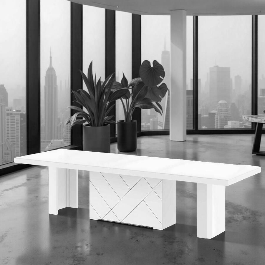 Hometotry Luxe Uitschuifbare Eettafel – Wit Hoogglans – 12 Personen – Rechthoekig – Hout met Fineer – Verstelbaar tot 468 cm – Modern Design voor Eetkamer & Keuken Bol.com SEO Description