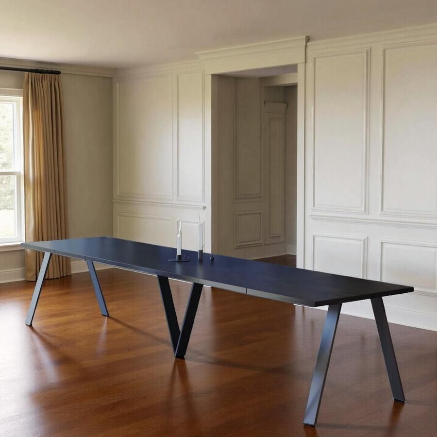 Hometotry Luxor Uitschuifbare Eettafel – Beton Zwart – Rechthoekig – 12 Personen – Hout met Fineer – Stijlvolle & Robuuste Tafel voor Eetkamer & Keuken