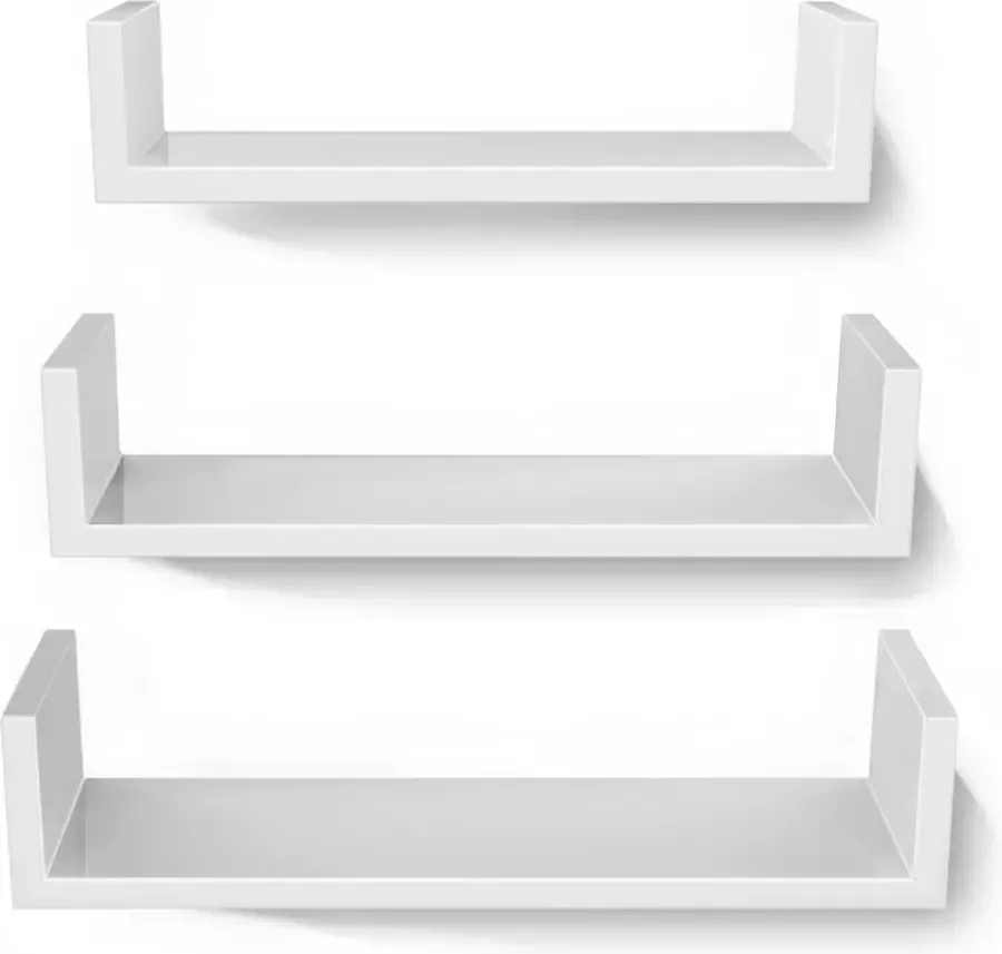 Homeza Zwevende Planken Set van 3 Wandplank Zwevend Wandplanken Wit