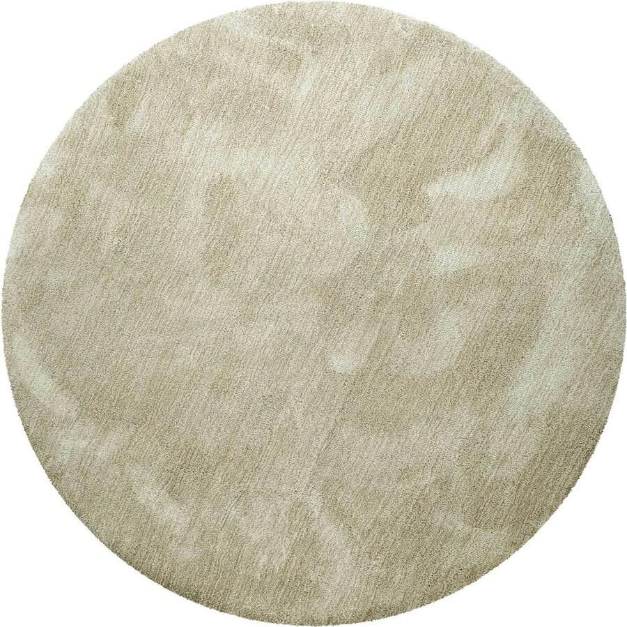 Homie Living Pisa Hoogpolig vloerkleed 120 cm rond Beige zand gemêleerd