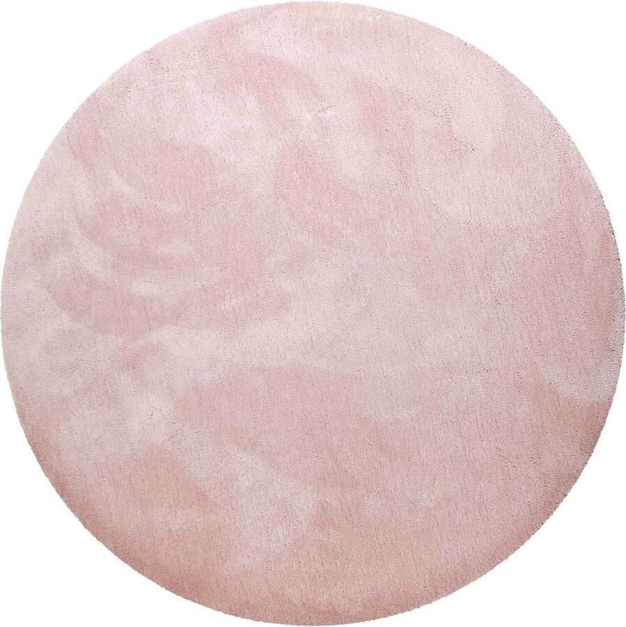 Homie Living Pisa Hoogpolig vloerkleed 120 cm rond roze