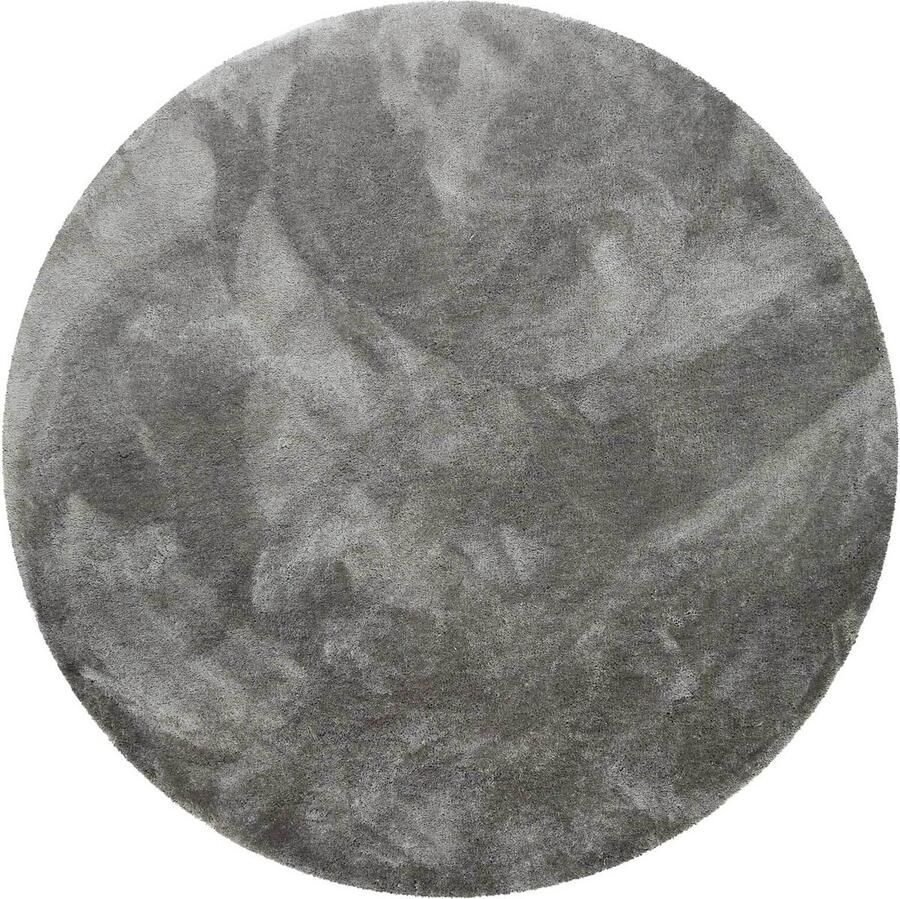 Homie Living Pisa Hoogpolig vloerkleed 200 cm rond Taupe grijs