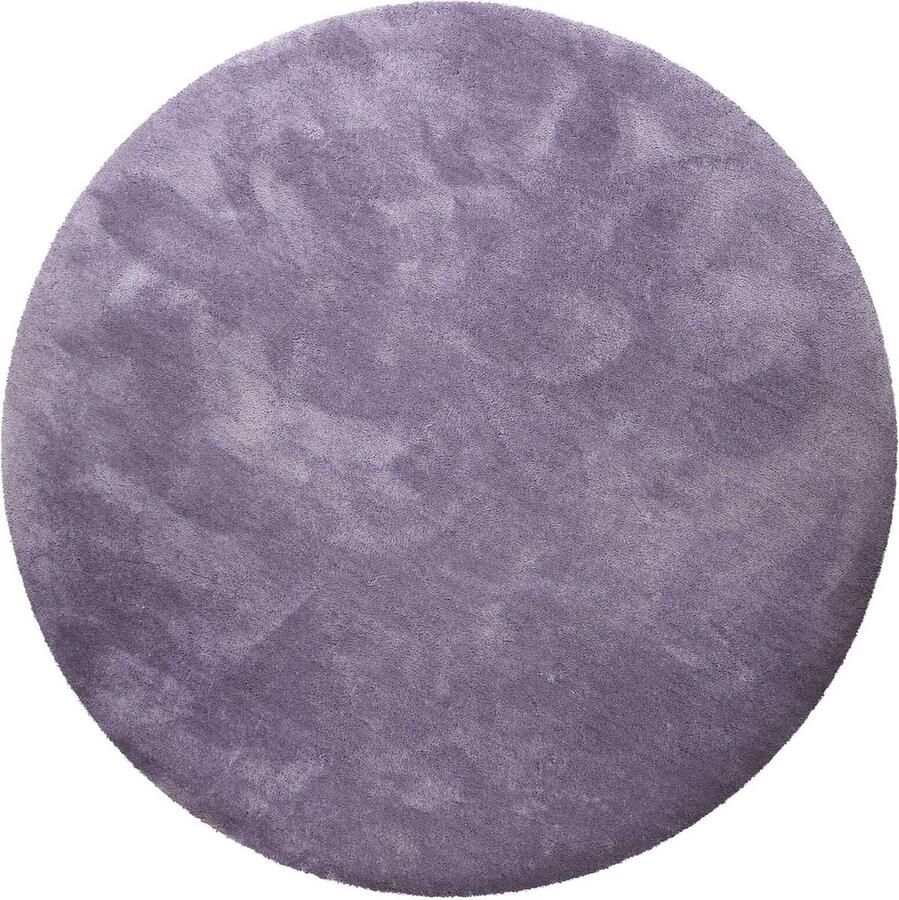 Homie Living Pisa Hoogpolig vloerkleed 120 cm rond violet lila