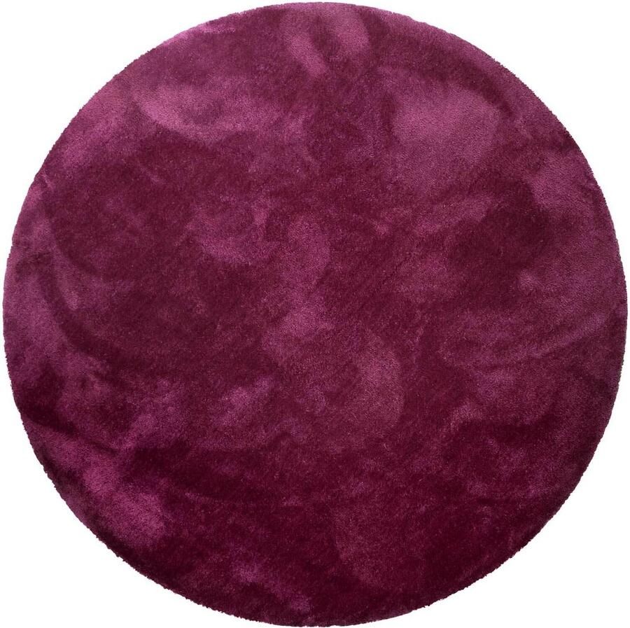 Homie Living Pisa Hoogpolig vloerkleed 200 cm rond violet roze