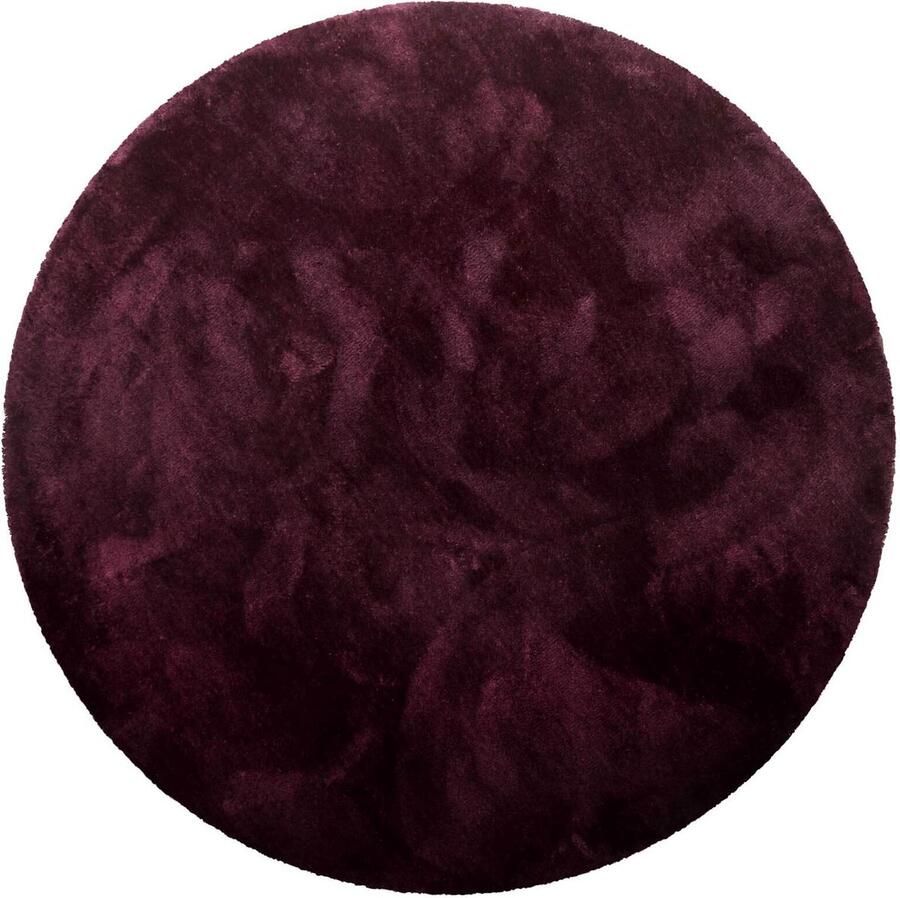Homie Living Pisa Hoogpolig vloerkleed 120 cm rond Bordeauxrood