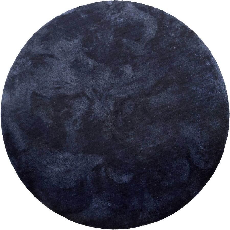 Homie Living Pisa Hoogpolig vloerkleed 120 cm rond donkerblauw
