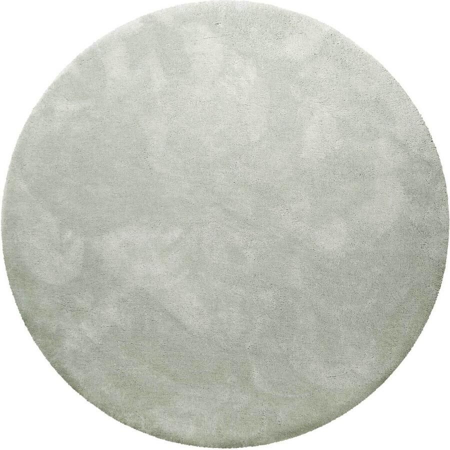Homie Living Pisa Hoogpolig vloerkleed 120 cm rond Lichtgrijs groen