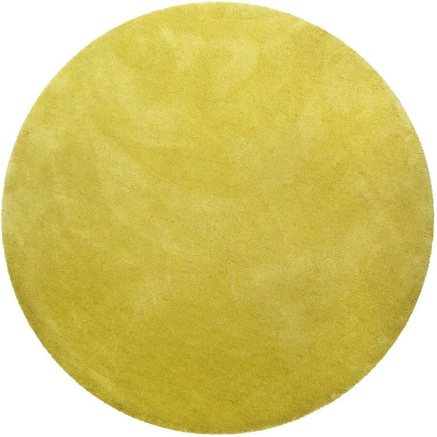 Homie Living Pisa Hoogpolig vloerkleed 200 cm rond mosterdgeel