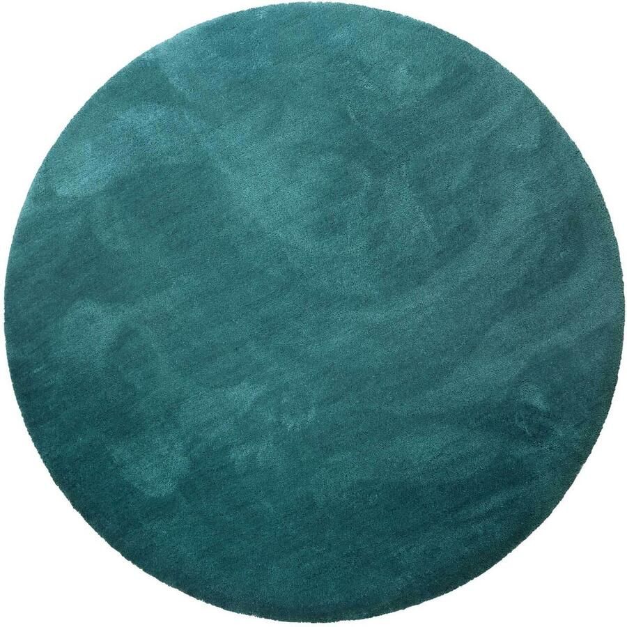 Homie Living Pisa Hoogpolig vloerkleed 120 cm rond smaragdgroen