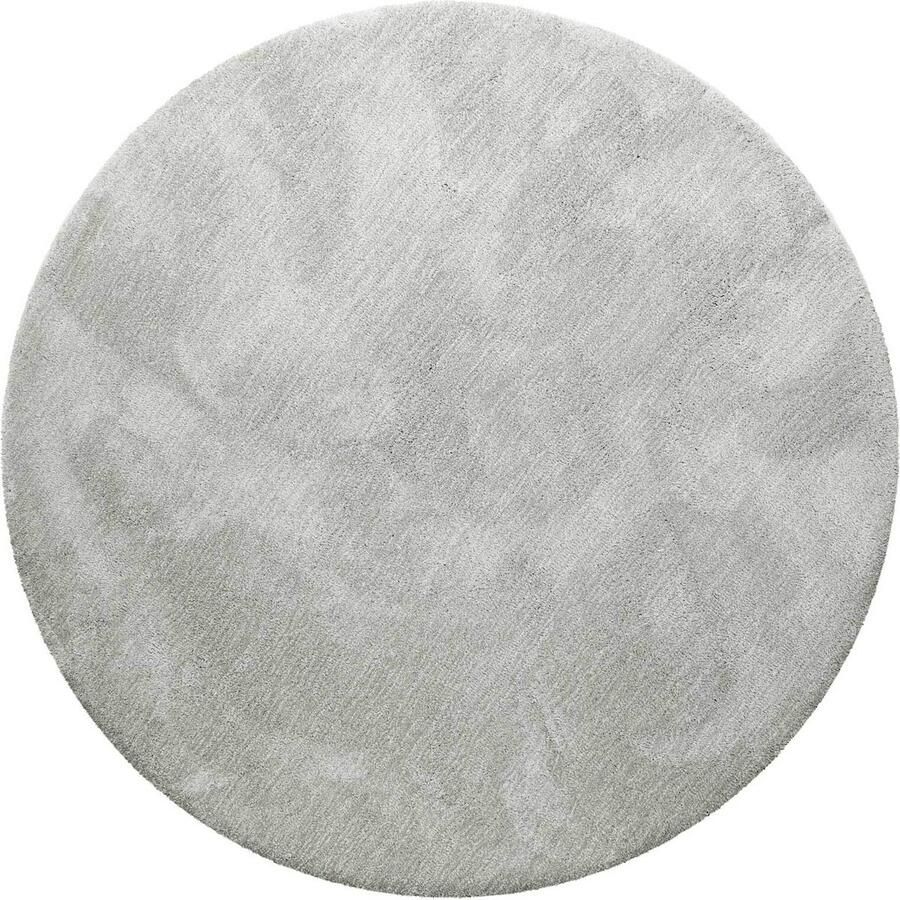 Homie Living Pisa Hoogpolig vloerkleed 120 cm rond Lichtgrijs crème gemêleerd