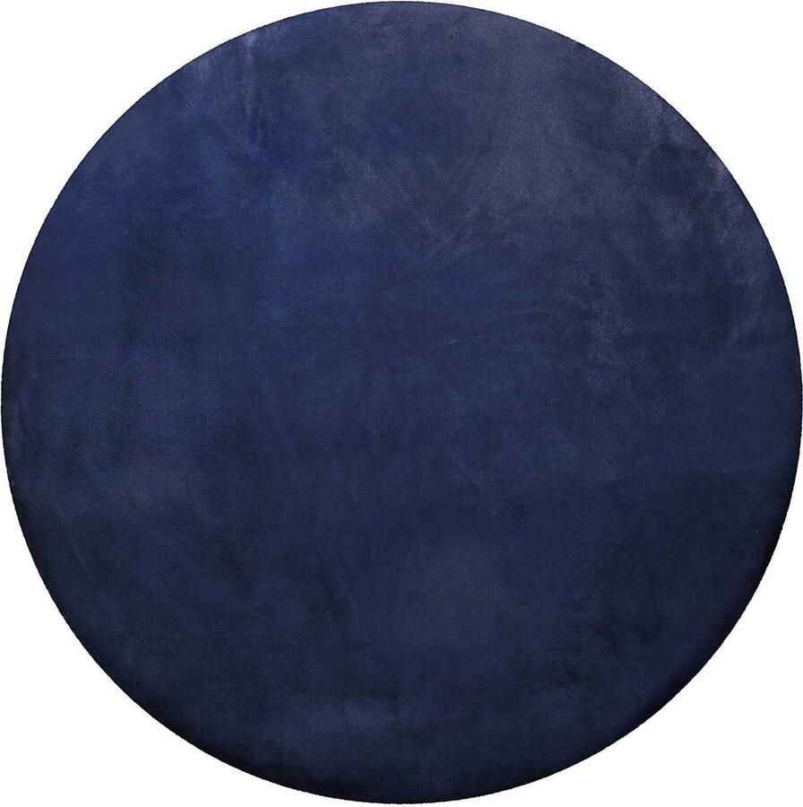 Homie Living Vita Hoogpolig vloerkleed 100 cm rond donkerblauw
