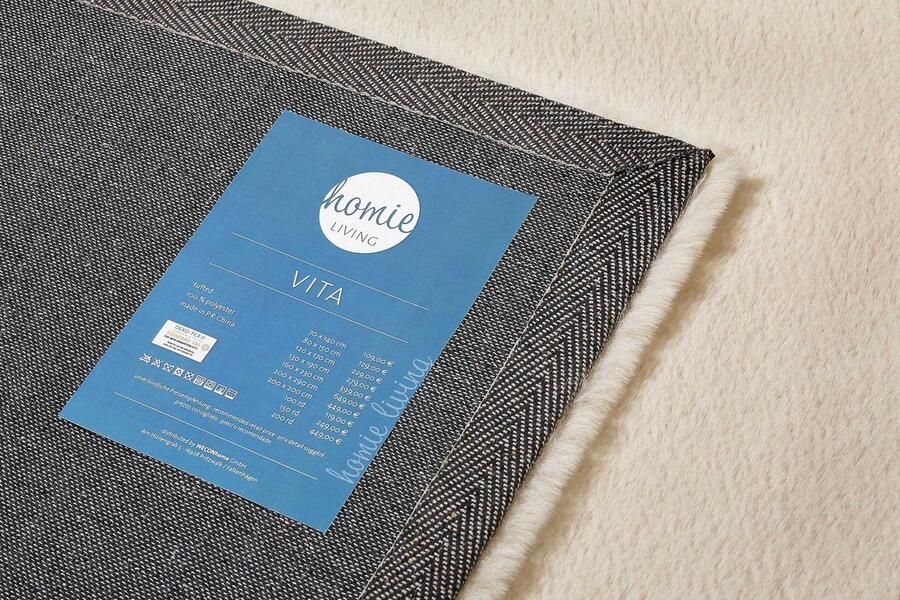 Homie Living Vita Hoogpolig vloerkleed 120x170 cm crème beige