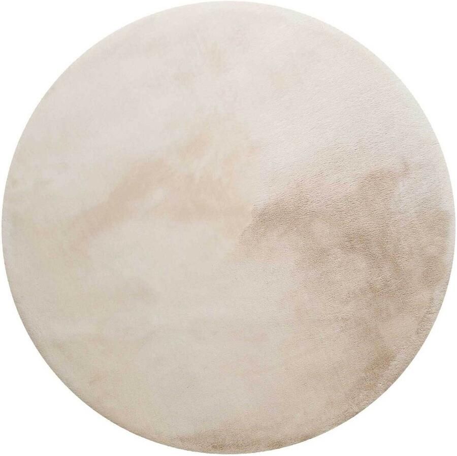 Homie Living Vita Hoogpolig vloerkleed 200 cm rond crème beige