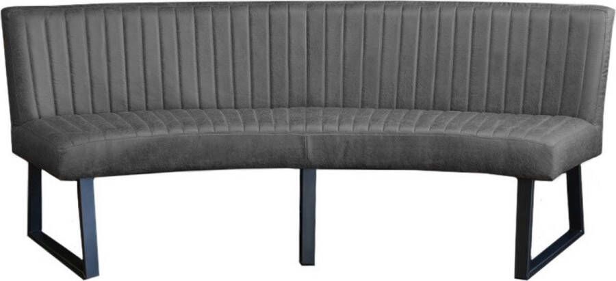 HomingXL Eetkamerbank Oval geschikt voor ovale tafel 200 cm lederlook Missouri antraciet 09