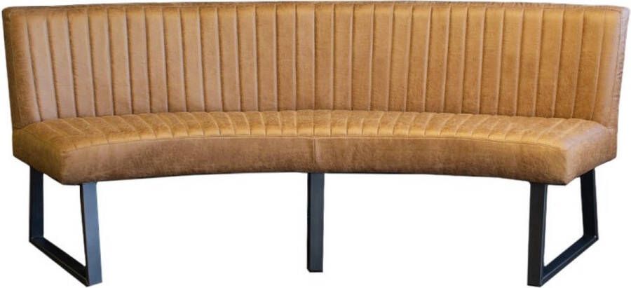 HomingXL Eetkamerbank Oval geschikt voor ovale tafel 200 cm lederlook Missouri cognac 03