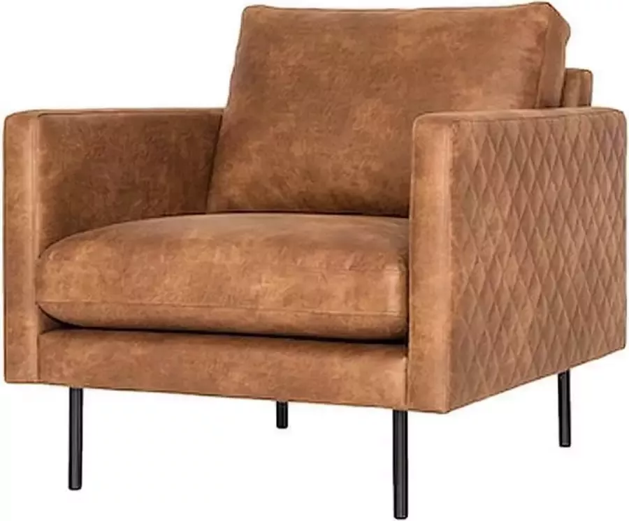 HomingXL Fauteuil Daisy met doorgestikte armleuning leer Colorado cognac 03 80 cm breed