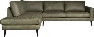 HomingXL Hoekbank Aster chaise longue links lederlook Dalton groen 14 2 22 x 2 62 mtr breed