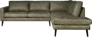 HomingXL Hoekbank Aster chaise longue rechts lederlook Dalton groen 14 2 62 x 2 22 mtr breed